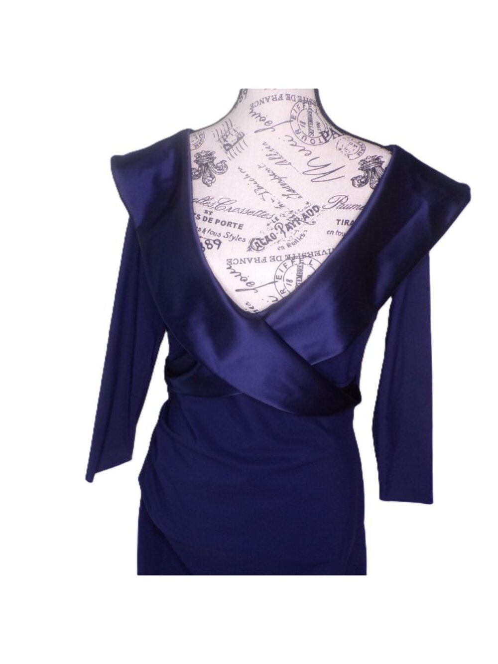 🆕CHIARA BONI Suli Ra Wrap Column Gown Dress 6 Navy Blue - Picture 7 of 12